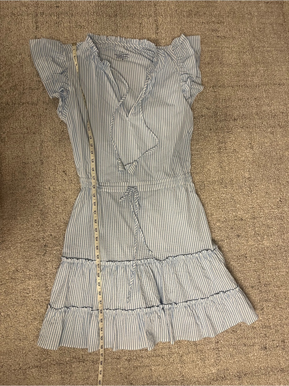 Vineyard Vines Blue & White Striped Ruffle-Sleeve Dress - Picture 7 of 10